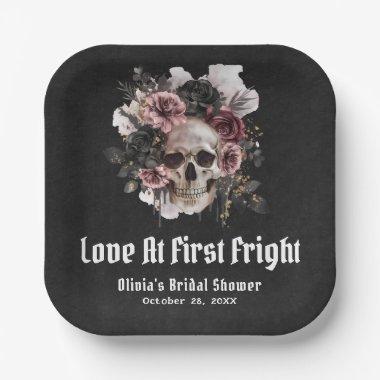 Halloween Skull Love At First Fright  Paper Plates