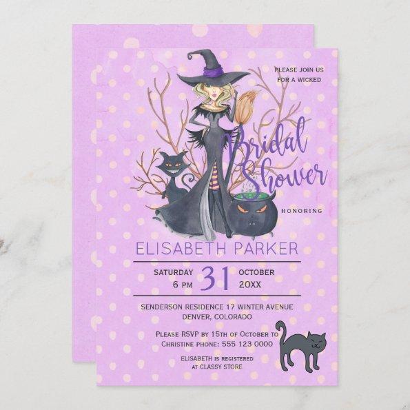 Halloween witch black cats bridal shower party Invitations