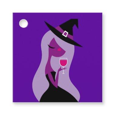 Halloween Witch Bridal Shower Wine Pink Purple Favor Tags