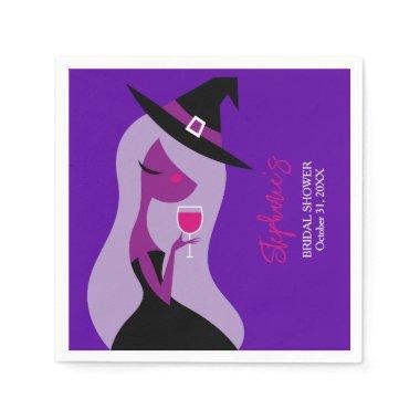 Halloween Witch Wine Bridal Shower Purple Pink Napkins