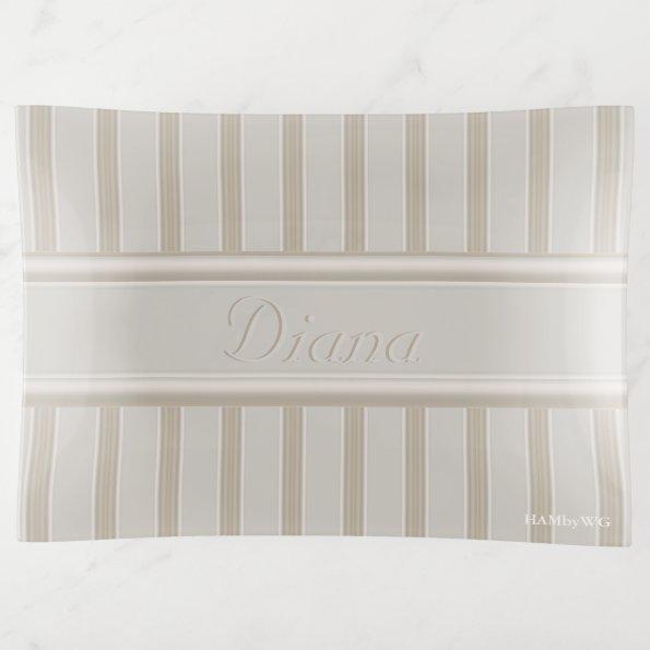 HAMbyWhiteGlove - Glass Trinket Tray - Creme