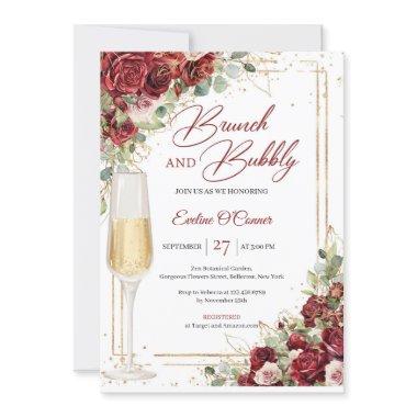 Hand drawing burgundy floral brunch and bubbly