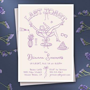 Hand drawn Bachelorette Last Toast Party Invitations