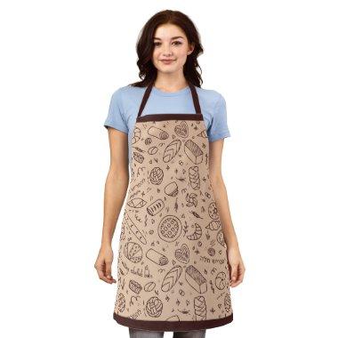 Hand-drawn Bakery Pattern Challah Theme Apron