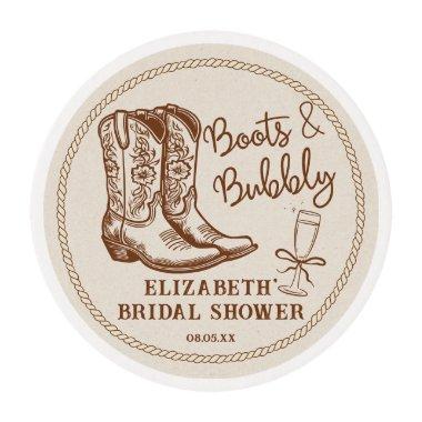 Hand Drawn Boots & Bubbly Western  Edible Frosting Rounds