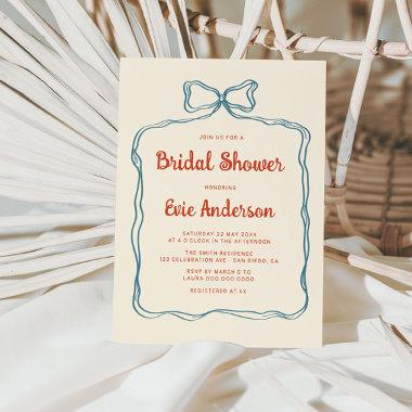 Hand Drawn Bow Frame Bridal Shower Invitations