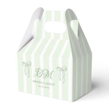 Hand Drawn Bow White and Green Wedding Favor Boxes