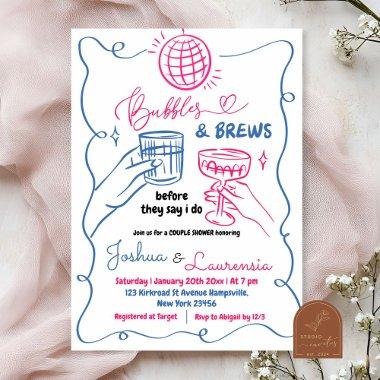 Hand Drawn Bubbles and Brews Couples Shower