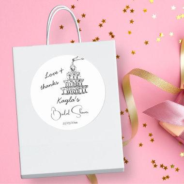 Hand drawn champagne tower  favor classic round sticker