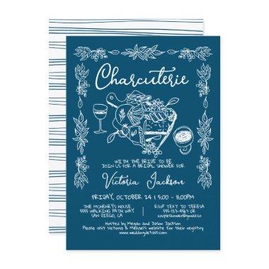 Hand Drawn Charcuterie Board Bridal Shower Invitations