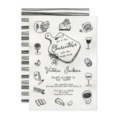 Hand Drawn Charcuterie Bridal Shower Invitations