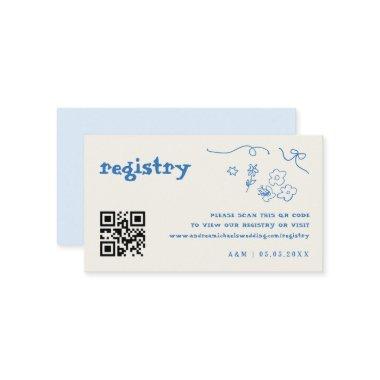 Hand Drawn Flowers Qr Code Wedding Gift Registry Enclosure