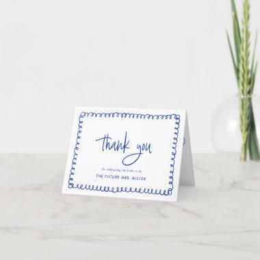 Hand Drawn French Blue Bridal Shower Thank You Invitations