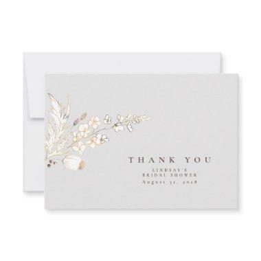 Hand-drawn Gold Wildflowers Elegant Thank You