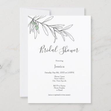 Hand Drawn Green Olive Leaves  Invitations