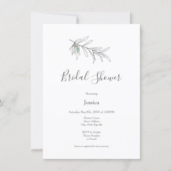 Hand Drawn Green Olive Leaves Invitations