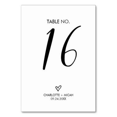 Hand Drawn Heart Table Number