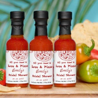 Hand Drawn is love & Pizza  Hot Sauces