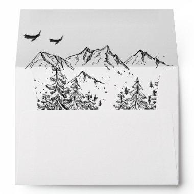 Hand Drawn Mountains Forest Envelope