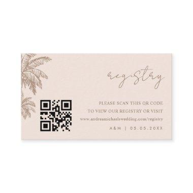 Hand Drawn Palm Tree Qr Code Wedding Gift Registry Enclosure