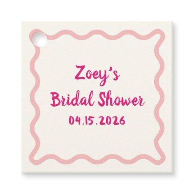 Hand Drawn Pink Wavy Border  Cute Favor Tags
