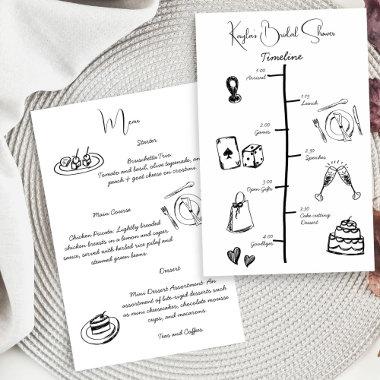 Hand drawn sketch bridal shower timeline menu