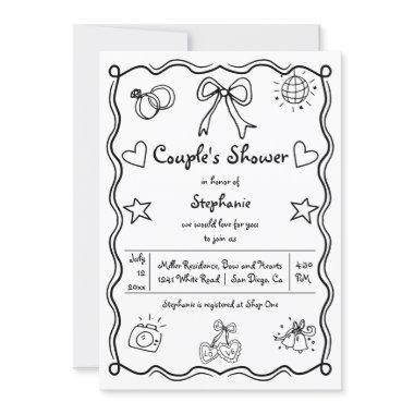 Hand drawn squiggle whimsical couple's shower