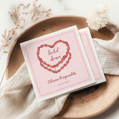 Hand-Drawn Vintage Cake Pink Red  Napkins