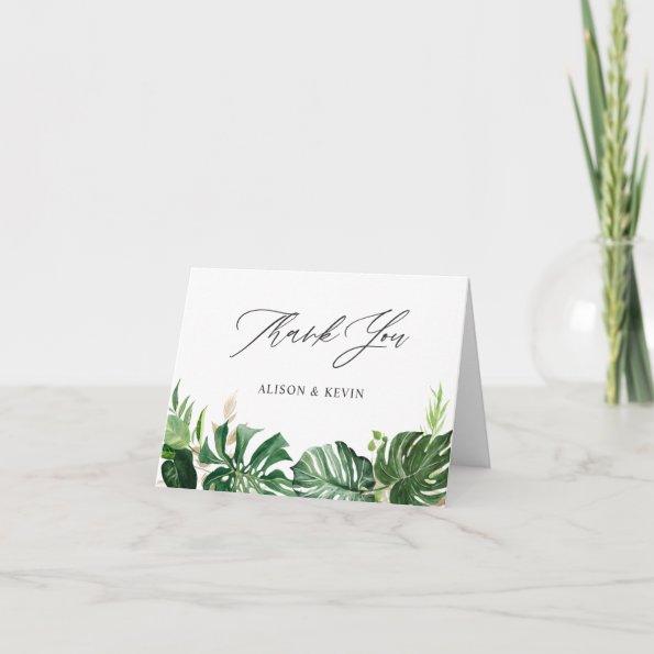 Hand Drawn Watercolor Tropical Palm Leaves Thank You Invitations