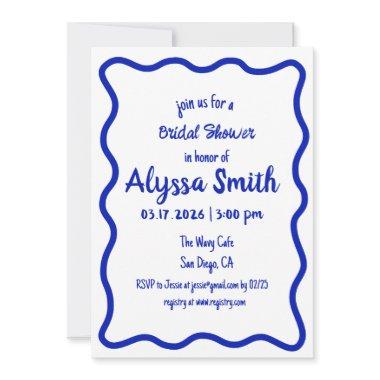 Hand Drawn Wavy Border Blue & White