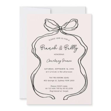 Hand Drawn Whimsical Ribbon Brunch and Bubbly
