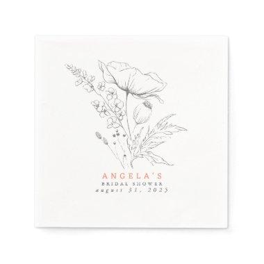 Hand-drawn Wildflowers Elegant Minimalist Napkins