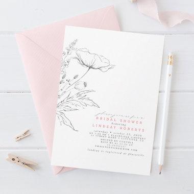 Hand-drawn Wildflowers Elegant Pink