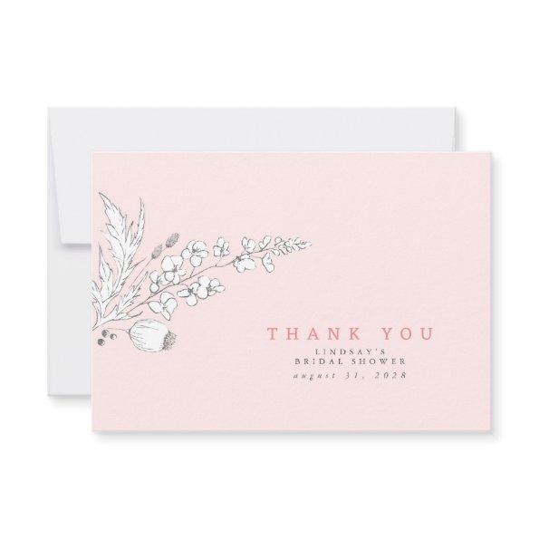 Hand-drawn Wildflowers Elegant Thank You