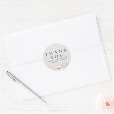 Hand-drawn Wildflowers Minimalist Thank You Classic Round Sticker