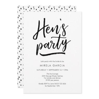 Hand lettered Hen's Party
