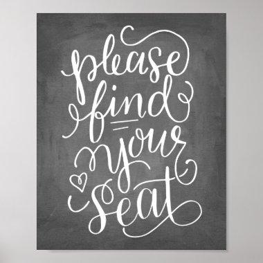 Hand Lettered Please Find Your Seat Sign