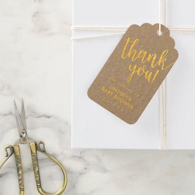 Hand-Lettered Script Baby Shower Thank You Favor Foil Gift Tags