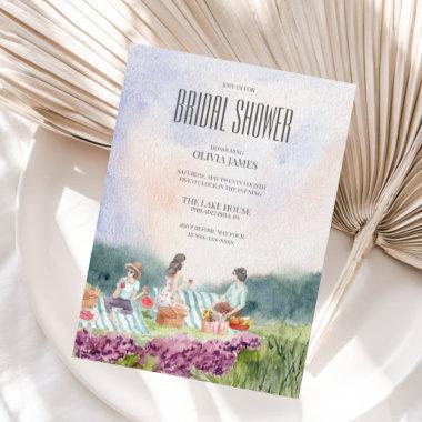 Hand painted rustic picnic bridal shower Invitations