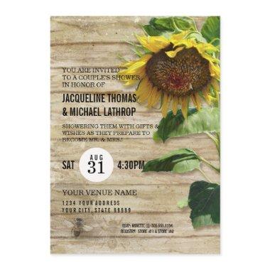 Hand Painted Sunflower Wooden Fence Bees Hive Invitations