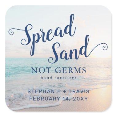 Hand Sanitizer Beach Wedding Favor Square Sticker