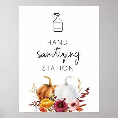Hand sanitizing Station Floral Pumpkins Poster