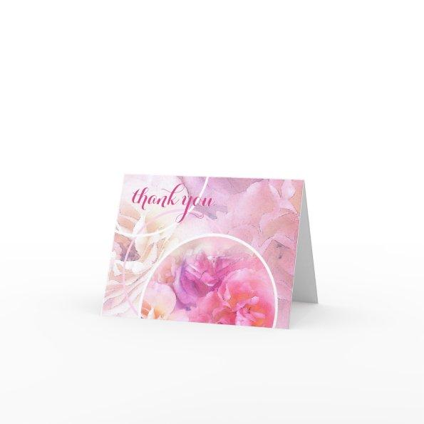 Hand Script Text Thank You Watercolor Roses Chic