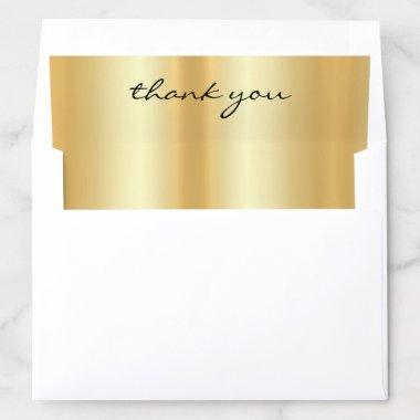 Hand Script Thank You Gold Look Template Elegant Envelope Liner