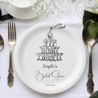 Handdrawn champagne tower minimalist  paper plates