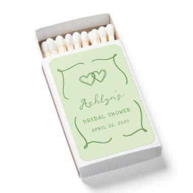 HandDrawn Green Heart  Matchbox Favor Matchboxes