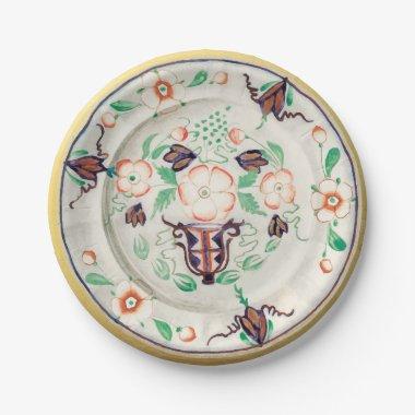 Handpainted Artsy Floral Ceramic Looking Vintage Paper Plates
