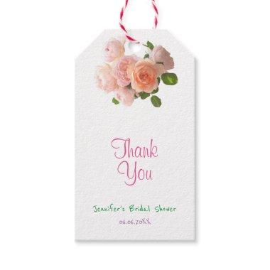 Handwriting Thank You Text Modern Watercolor Roses Gift Tags