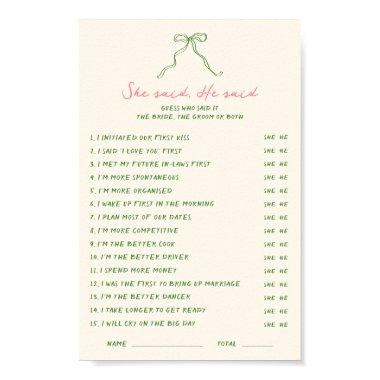 Handwritten Downloadable She said He said Game Poster