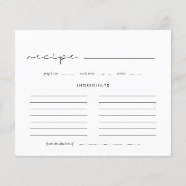 Handwritten minimalist Bridal shower recipe Invitations